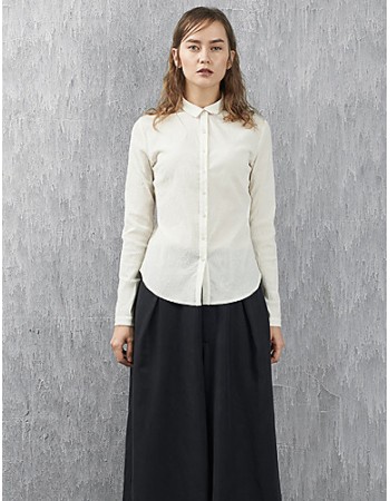 Women's Casual/Daily Simple Spring / Fall ShirtSolid Shirt Collar Long Sleeve White Cotton / Nylon Medium